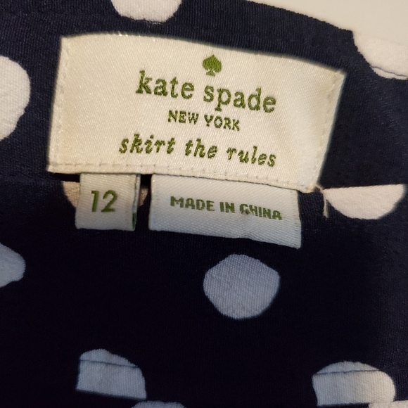 Kate Spade Navy and White Polka Dot A-Line Skirt Size 12 - Picture 6 of 7